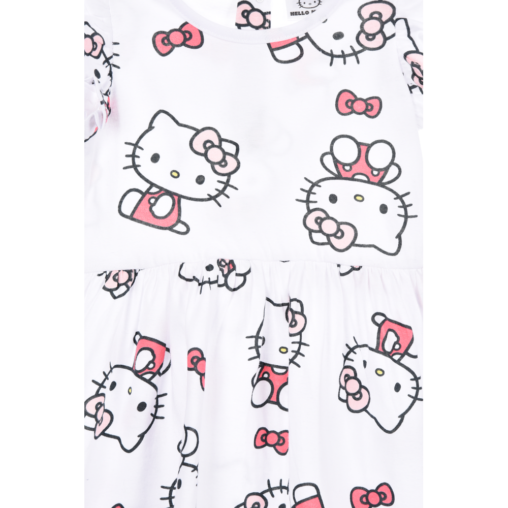ABITO HELLO KITTY SANRIO SMANICATO NEONATA VESTITINO SCAMICIATA IN COTONE - EZ00016BIANCO