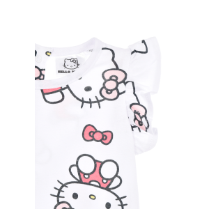 ABITO HELLO KITTY SANRIO SMANICATO NEONATA VESTITINO SCAMICIATA IN COTONE - EZ00016BIANCO
