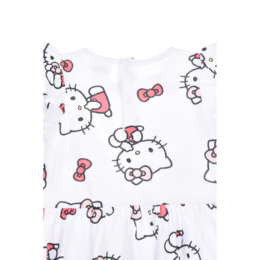 ABITO HELLO KITTY SANRIO SMANICATO NEONATA VESTITINO SCAMICIATA IN COTONE - EZ00016BIANCO