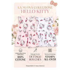ABITO HELLO KITTY SANRIO SMANICATO NEONATA VESTITINO SCAMICIATA IN COTONE - EZ00016BIANCO