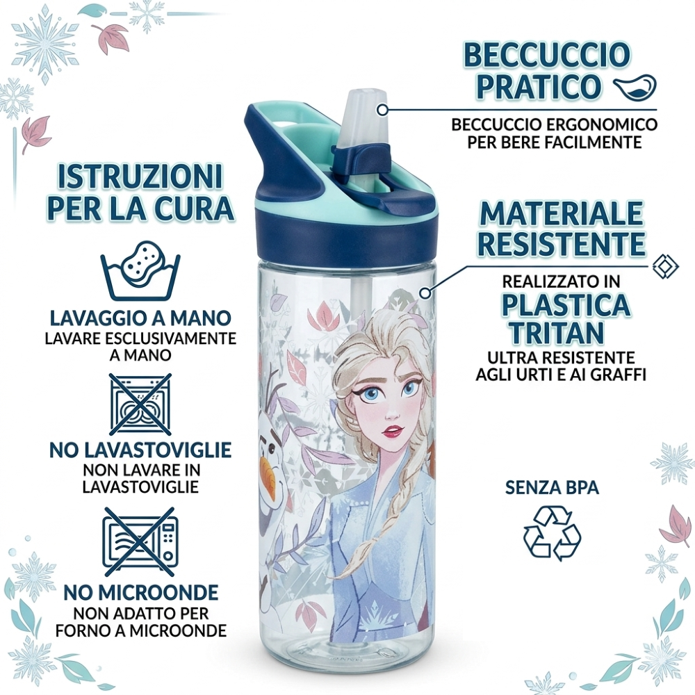 BORRACCIA TRITAN FROZEN DISNEY BOTTIGLIA 620 ML CON APERTURA POP-UP - 86702