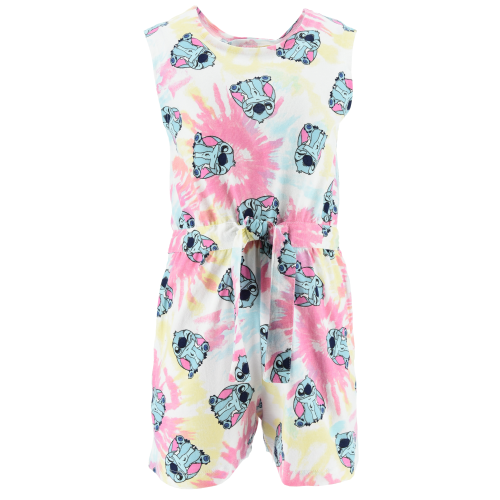TUTINA CORTA STITCH DISNEY BAMBINA FANTASIA TIE-DYE CON CINTURA IN COTONE - EZ10068