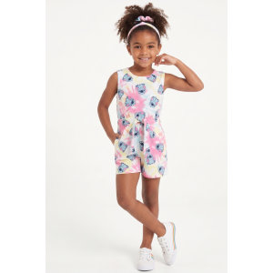 TUTINA CORTA STITCH DISNEY BAMBINA FANTASIA TIE-DYE CON CINTURA IN COTONE - EZ10068