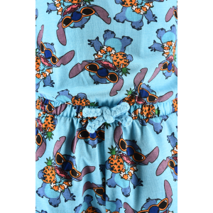 TUTINA CORTA STITCH DISNEY BAMBINA COMPLETO CON VITA ELASTICA IN COTONE - EZ10069AZZURRO
