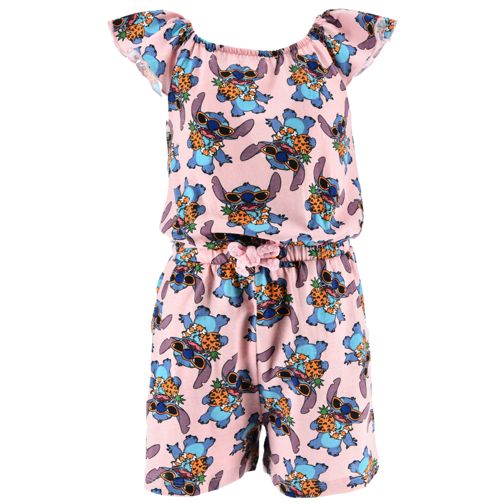 TUTINA CORTA STITCH DISNEY BAMBINA COMPLETO CON VITA ELASTICA IN COTONE - EZ10069ROSA