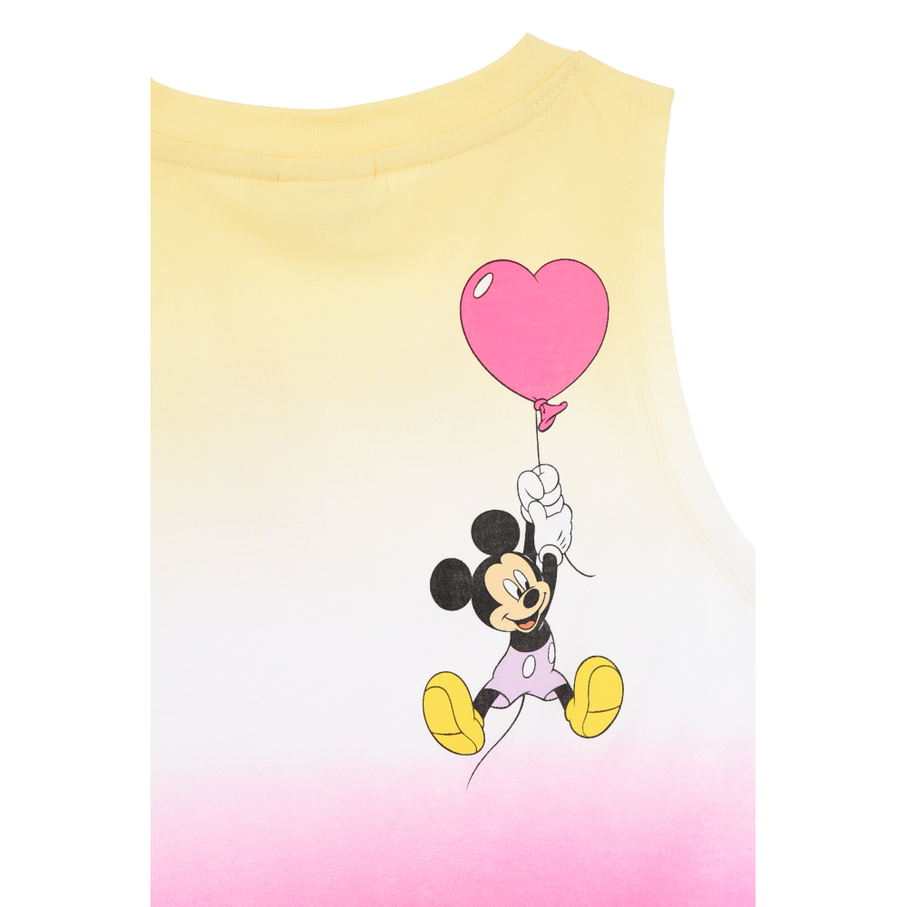 CANOTTA MINNIE TOPOLINO DISNEY BAMBINA SMANICATA SFUMATA CON NODO FRONTALE 100% COTONE - EZ10093GIALLO