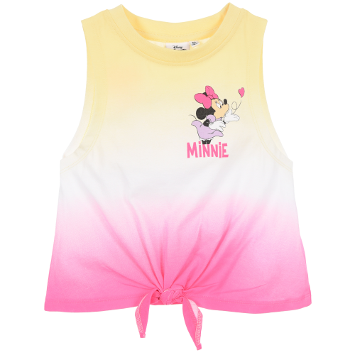 CANOTTA MINNIE TOPOLINO DISNEY BAMBINA SMANICATA SFUMATA CON NODO FRONTALE 100% COTONE - EZ10093GIALLO
