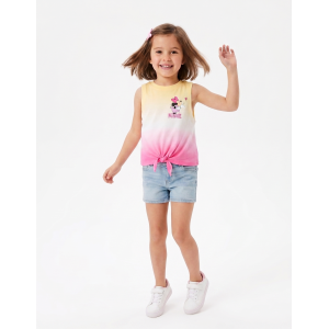 CANOTTA MINNIE TOPOLINO DISNEY BAMBINA SMANICATA SFUMATA CON NODO FRONTALE 100% COTONE - EZ10093GIALLO