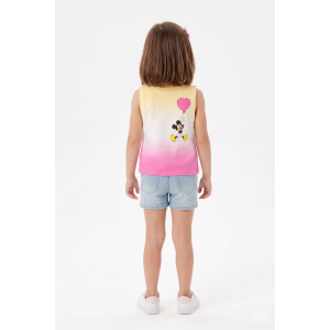 CANOTTA MINNIE TOPOLINO DISNEY BAMBINA SMANICATA SFUMATA CON NODO FRONTALE 100% COTONE - EZ10093GIALLO
