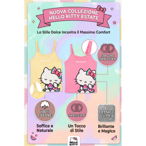 CANOTTA HELLO KITTY SANRIO BAMBINA CON SPALLINE INCROCIATE 100% COTONE - EZ10033GIALLO