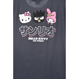 T-SHIRT HELLO KITTY & FRIENDS SANRIO MANICHE CORTE MAGLIETTA 100% COTONE BAMBINA RAGAZZA - EZ16023GRIGIO