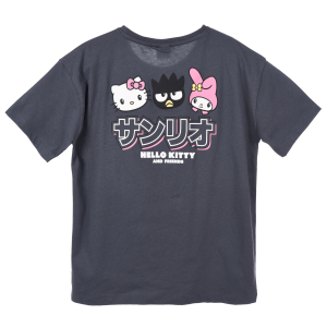 T-SHIRT HELLO KITTY & FRIENDS SANRIO MANICHE CORTE MAGLIETTA 100% COTONE BAMBINA RAGAZZA - EZ16023GRIGIO