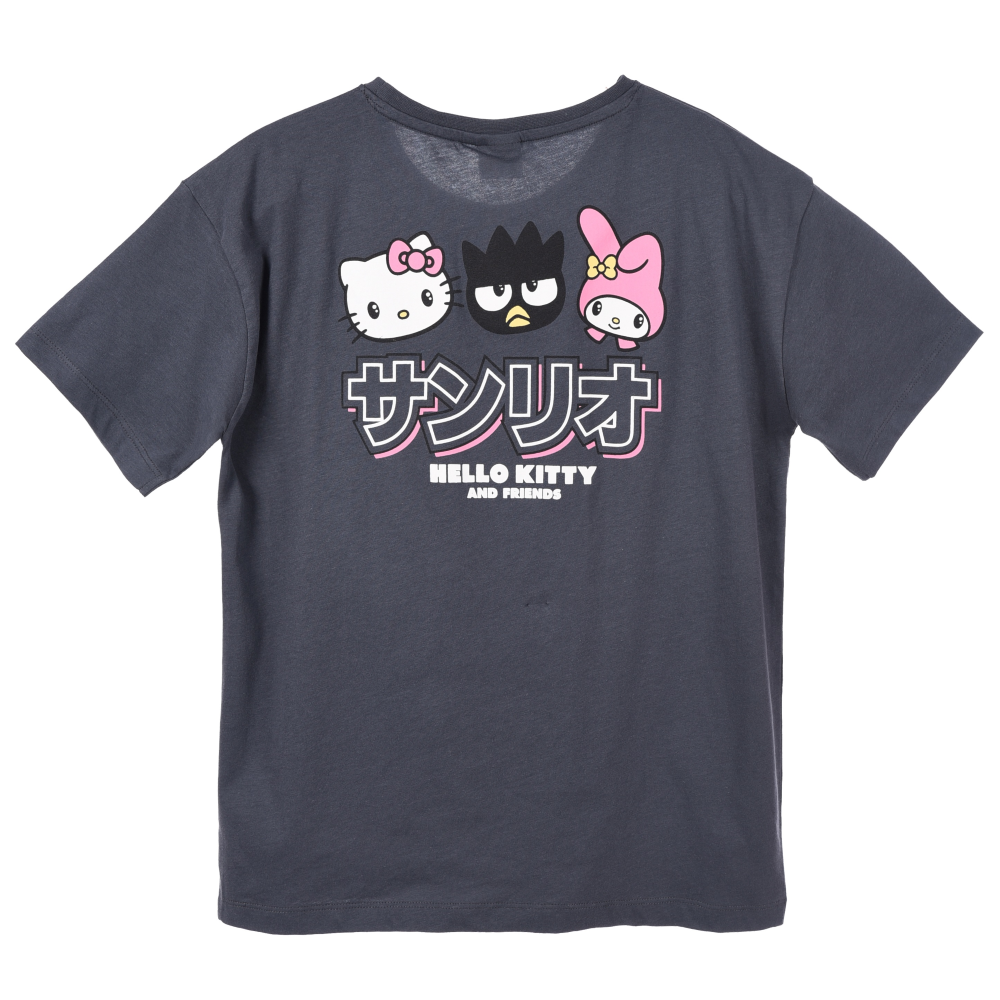 T-SHIRT HELLO KITTY & FRIENDS SANRIO MANICHE CORTE MAGLIETTA 100% COTONE BAMBINA RAGAZZA - EZ16023GRIGIO