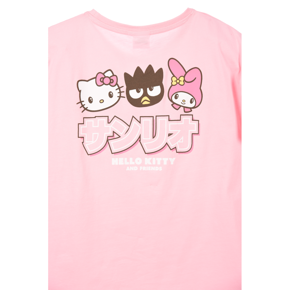 T-SHIRT HELLO KITTY & FRIENDS SANRIO MANICHE CORTE MAGLIETTA 100% COTONE BAMBINA RAGAZZA - EZ16023ROSA