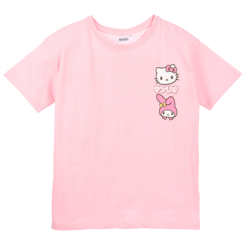 T-SHIRT HELLO KITTY & FRIENDS SANRIO MANICHE CORTE MAGLIETTA 100% COTONE BAMBINA RAGAZZA - EZ16023ROSA
