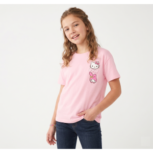 T-SHIRT HELLO KITTY & FRIENDS SANRIO MANICHE CORTE MAGLIETTA 100% COTONE BAMBINA RAGAZZA - EZ16023ROSA