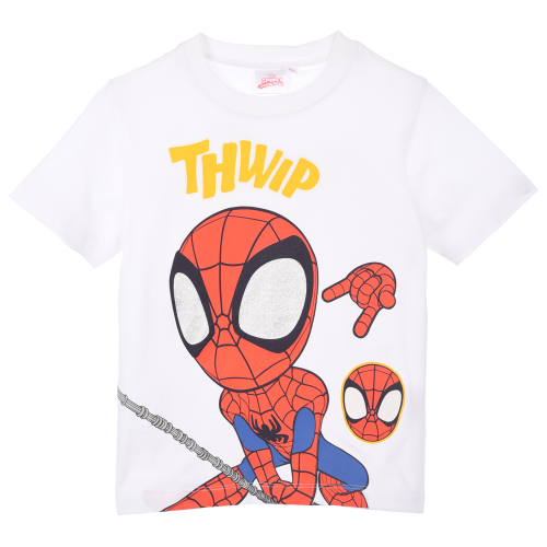 T-SHIRT SPIDEY MARVEL MANICHE CORTE MAGLIETTA 100% COTONE BAMBINO - EZ10160BIANCO