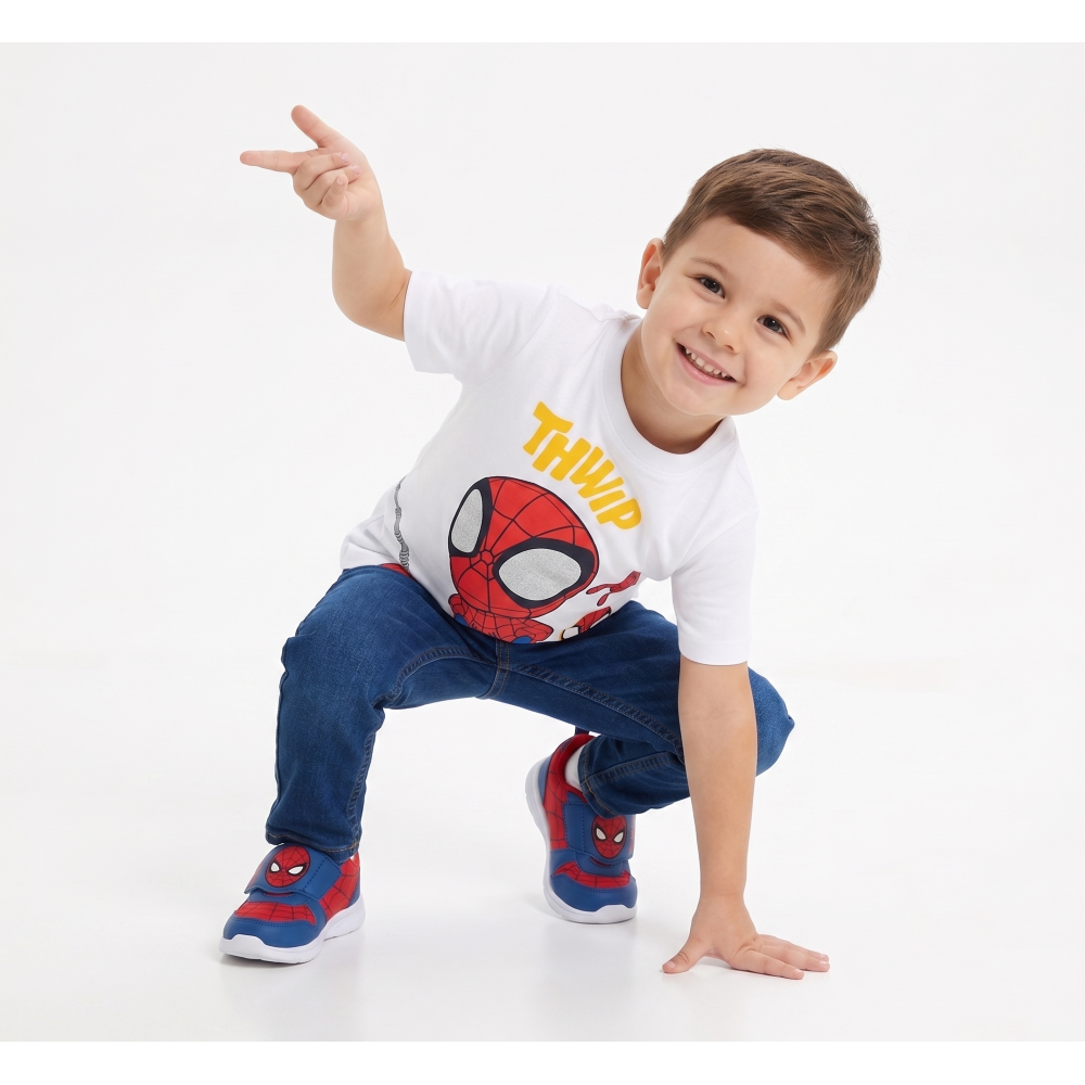 T-SHIRT SPIDEY MARVEL MANICHE CORTE MAGLIETTA 100% COTONE BAMBINO - EZ10160BIANCO