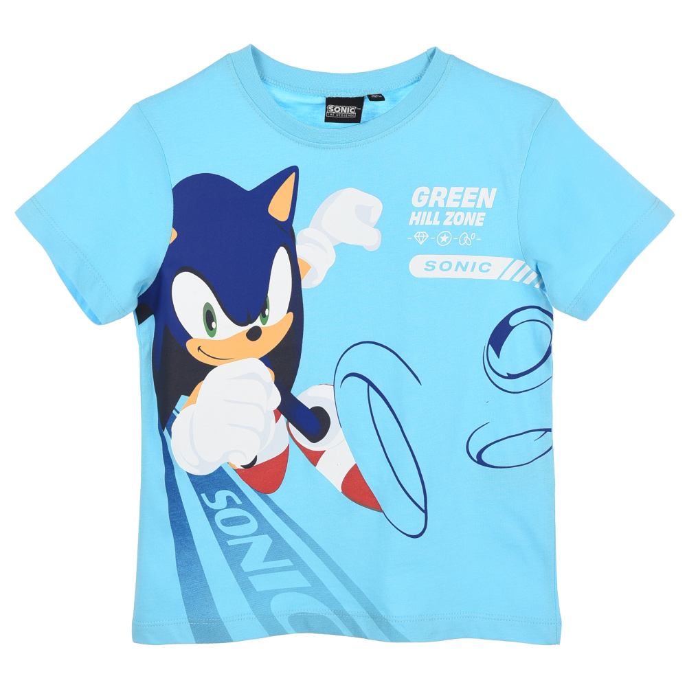T-SHIRT SONIC THE HEDGEHOG MANICHE CORTE MAGLIETTA 100% COTONE BAMBINO - EZ10143TURCHESE