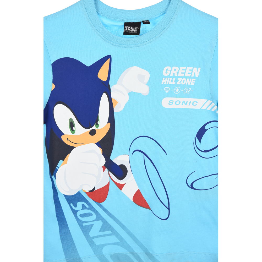 T-SHIRT SONIC THE HEDGEHOG MANICHE CORTE MAGLIETTA 100% COTONE BAMBINO - EZ10143TURCHESE