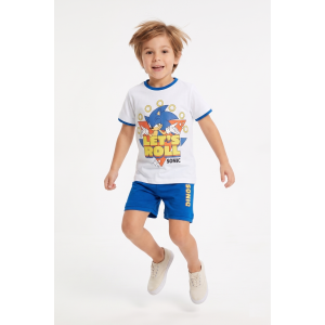 COMPLETO SONIC THE HEDGEHOG 2 PEZZI T-SHIRT E BERMUDA IN COTONE BAMBINO - EZ10226BIANCO