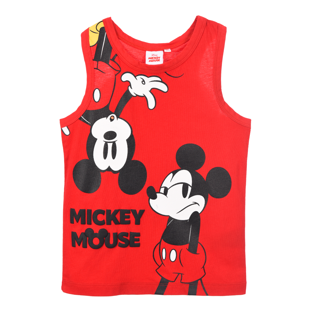 CANOTTA TOPOLINO DISNEY BAMBINO SMANICATA 100% COTONE CON STAMPA FRONTALE - EZ10158ROSSO