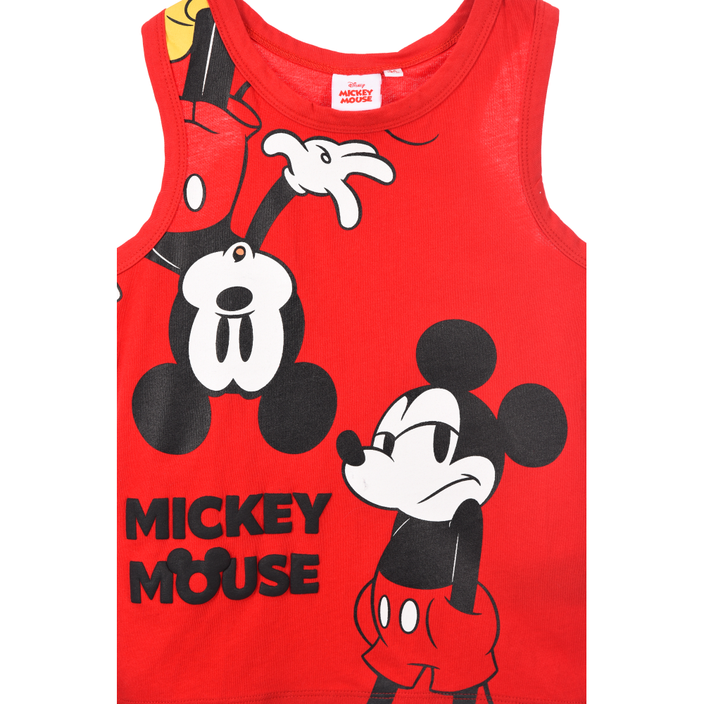 CANOTTA TOPOLINO DISNEY BAMBINO SMANICATA 100% COTONE CON STAMPA FRONTALE - EZ10158ROSSO