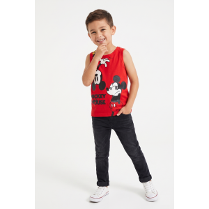 CANOTTA TOPOLINO DISNEY BAMBINO SMANICATA 100% COTONE CON STAMPA FRONTALE - EZ10158ROSSO