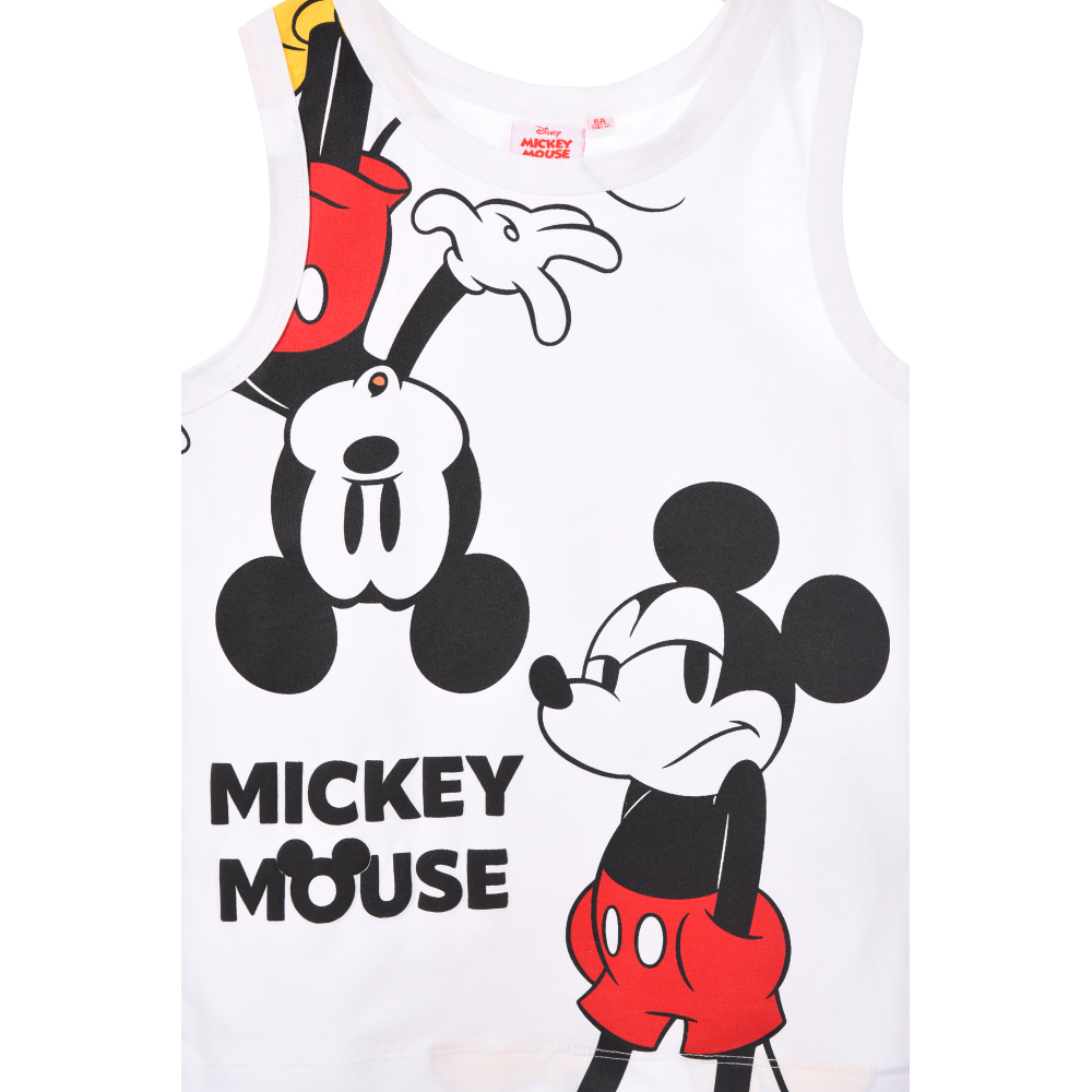 CANOTTA TOPOLINO DISNEY BAMBINO SMANICATA 100% COTONE CON STAMPA FRONTALE - EZ10158BIANCO