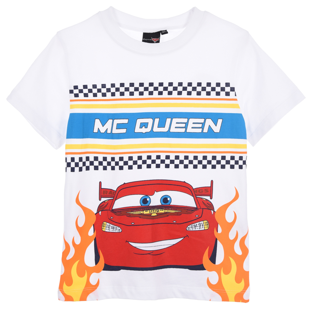 T-SHIRT CARS DISNEY MANICHE CORTE MAGLIETTA 100% COTONE BAMBINO - EZ10098BIANCO