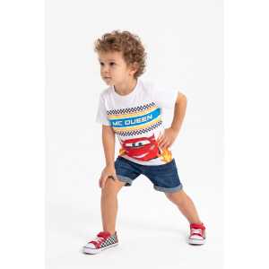 T-SHIRT CARS DISNEY MANICHE CORTE MAGLIETTA 100% COTONE BAMBINO - EZ10098BIANCO