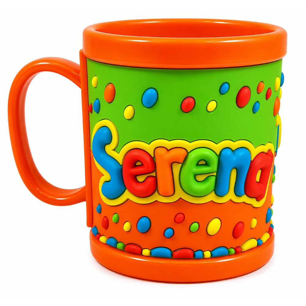 TAZZA IN PLASTICA CON NOME SERENA A RILIEVO - JT085