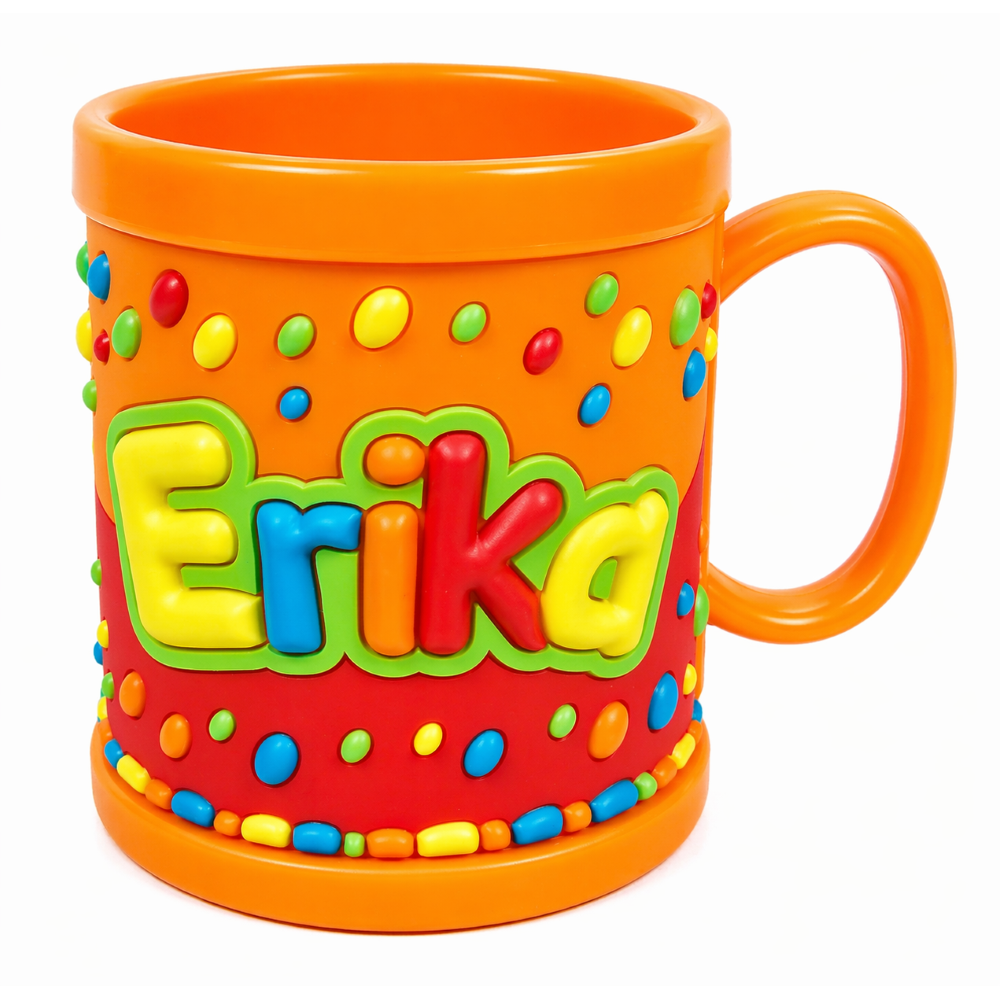 TAZZA IN PLASTICA CON NOME ERIKA A RILIEVO - JT042