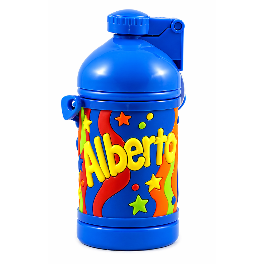 Borraccia sport in plastica con nome H 16 cm 380 ml Alberto