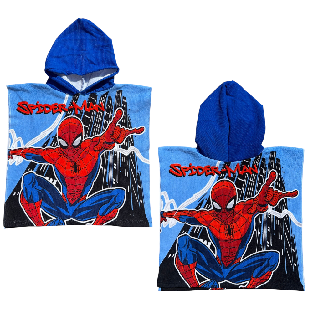 PONCHO MARE SPIDERMAN MARVEL 100 X 50 CM ACCAPPATOIO PER BAMBINI 100% PL - SPM2059