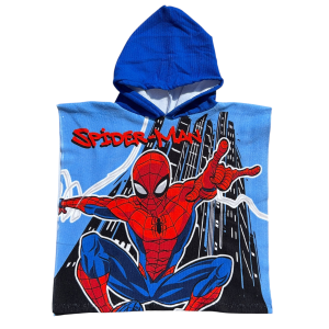 PONCHO MARE SPIDERMAN MARVEL 100 X 50 CM ACCAPPATOIO PER BAMBINI 100% PL - SPM2059