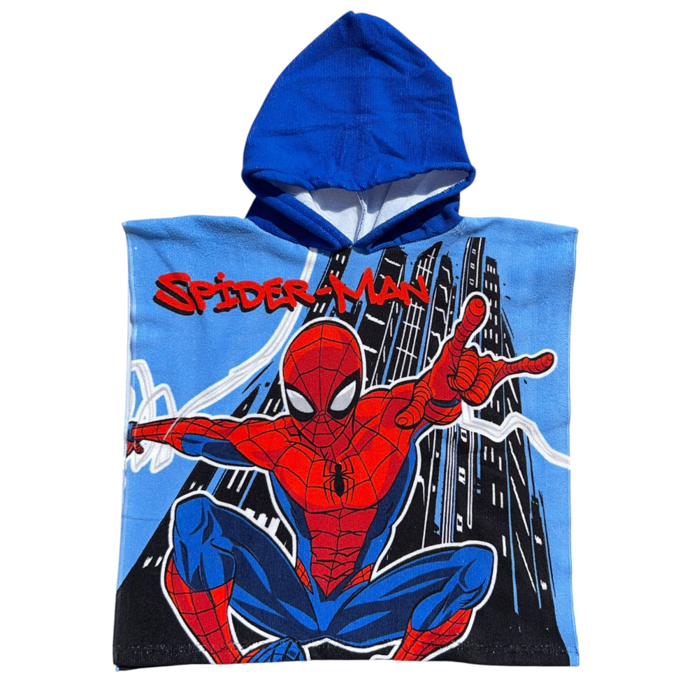 PONCHO MARE SPIDERMAN MARVEL 100 X 50 CM ACCAPPATOIO PER BAMBINI 100% PL - SPM2059