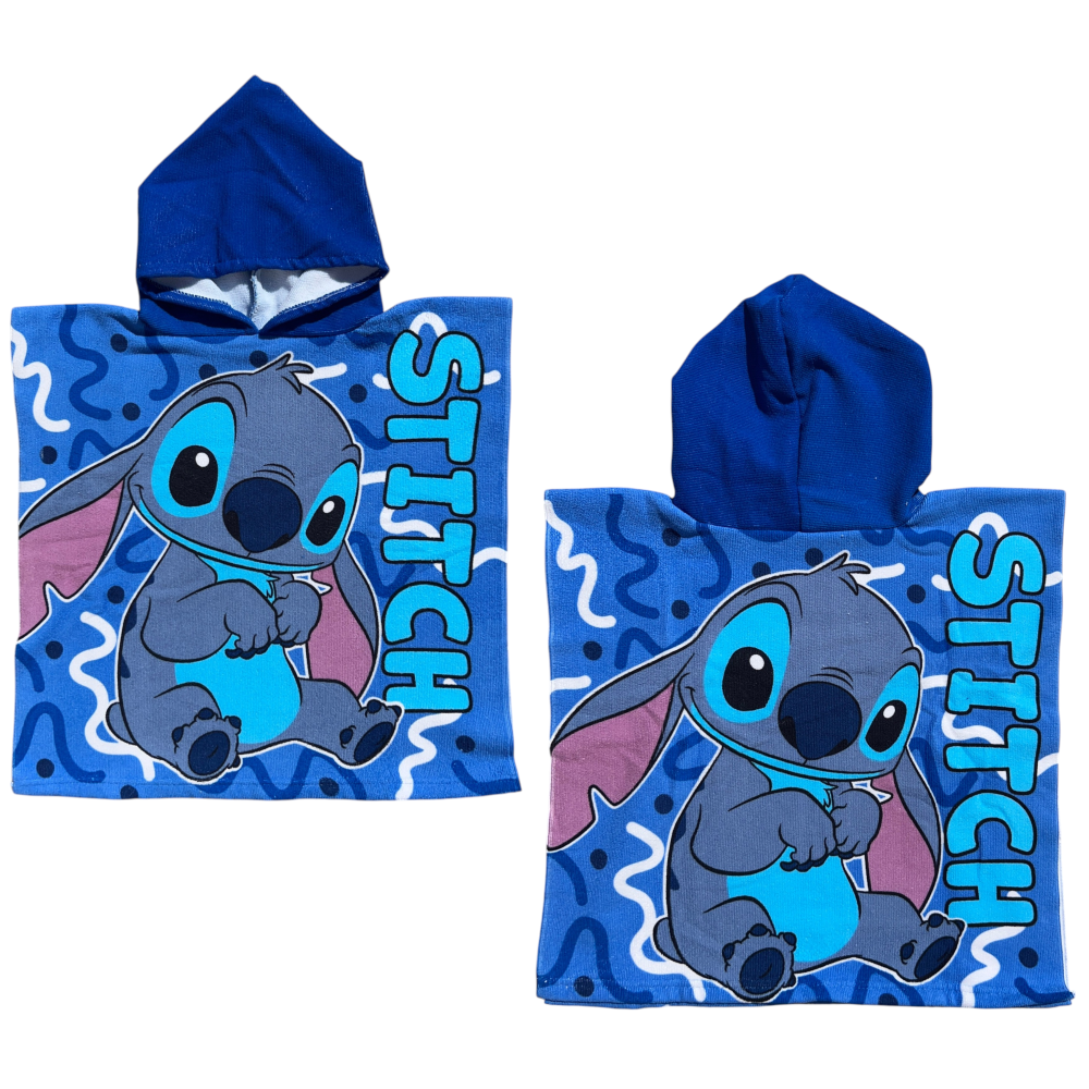 PONCHO MARE STITCH DISNEY 100 X 50 CM ACCAPPATOIO PER BAMBINI 100% PL - STI2075