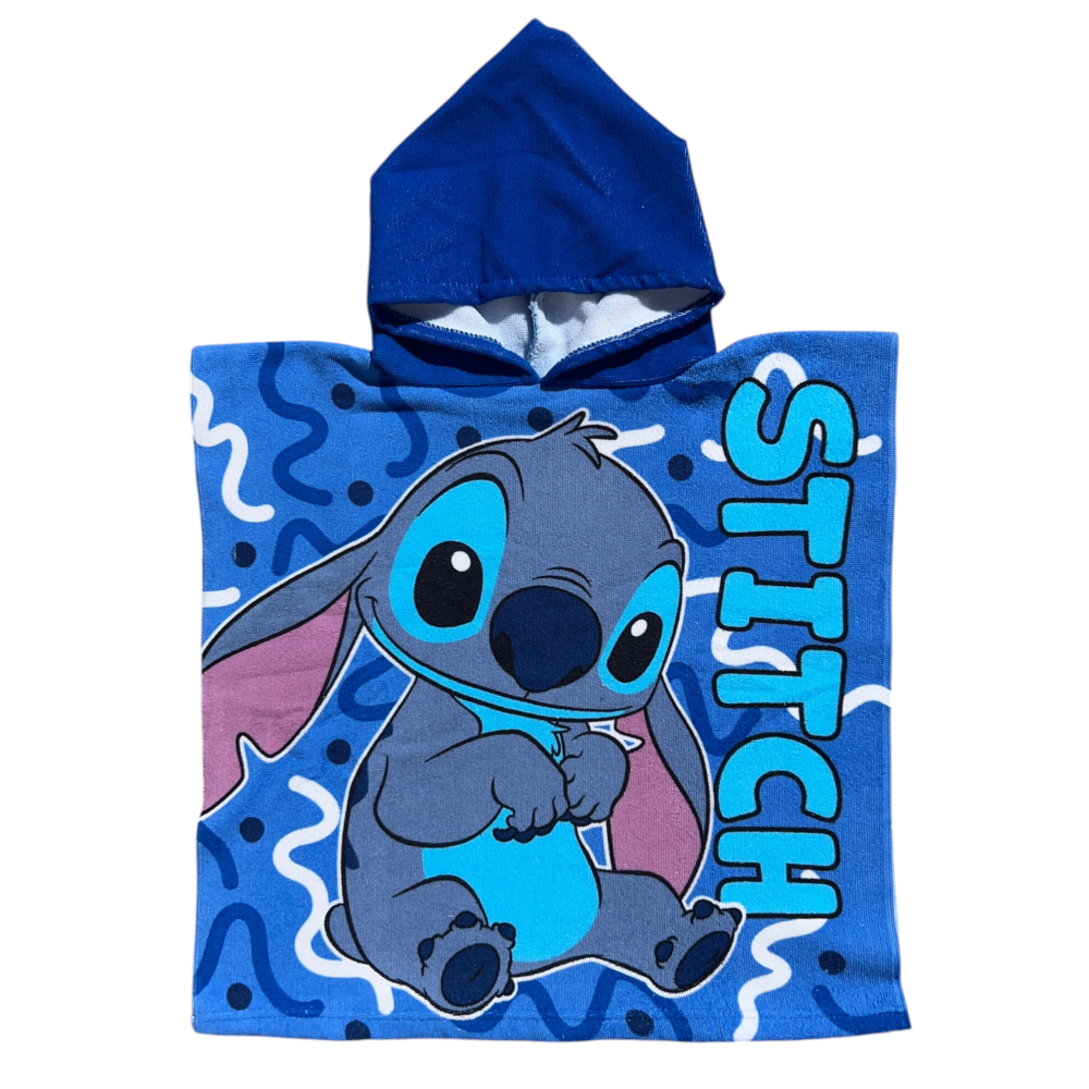 PONCHO MARE STITCH DISNEY 100 X 50 CM ACCAPPATOIO PER BAMBINI 100% PL - STI2075