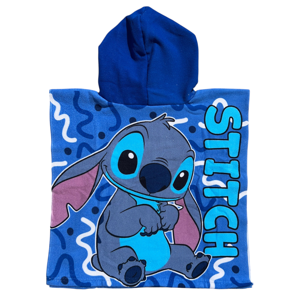 PONCHO MARE STITCH DISNEY 100 X 50 CM ACCAPPATOIO PER BAMBINI 100% PL - STI2075