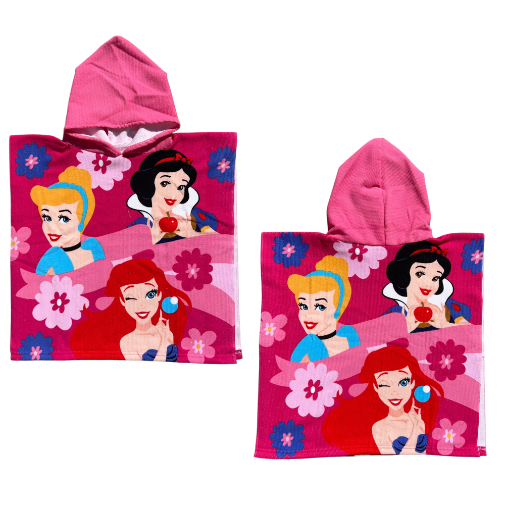 PONCHO MARE PRINCIPESSE DISNEY 100 X 50 CM ACCAPPATOIO PER BAMBINI 100% PL - PRI2096