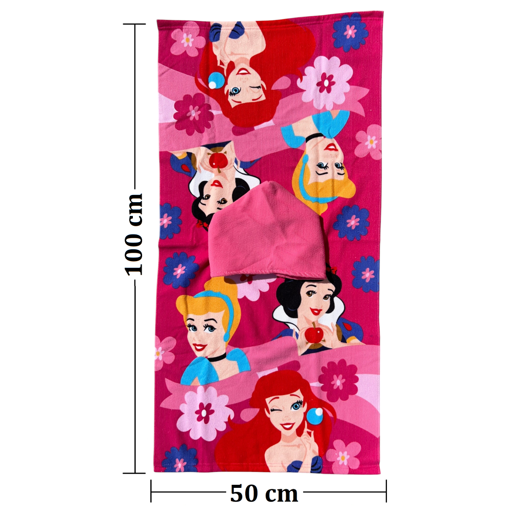 PONCHO MARE PRINCIPESSE DISNEY 100 X 50 CM ACCAPPATOIO PER BAMBINI 100% PL - PRI2096