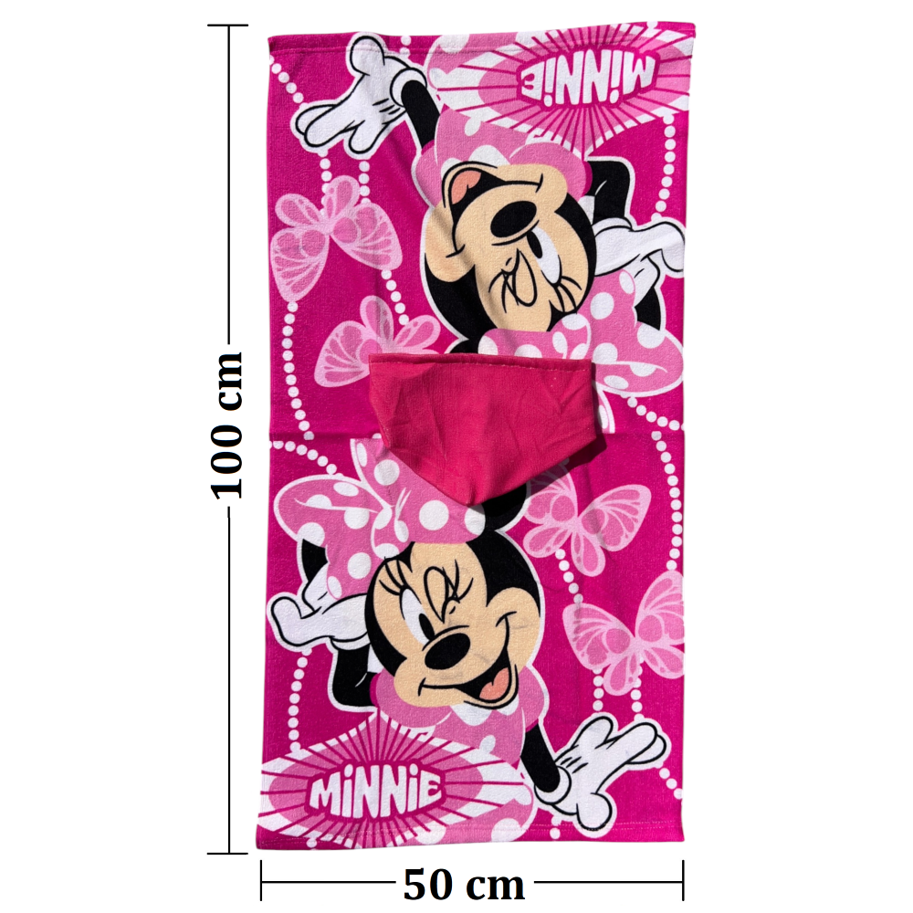 PONCHO MARE MINNIE DISNEY 100 X 50 CM ACCAPPATOIO PER BAMBINI 100% PL - MIN2063