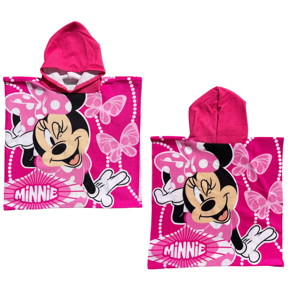 PONCHO MARE MINNIE DISNEY 100 X 50 CM ACCAPPATOIO PER BAMBINI 100% PL - MIN2063