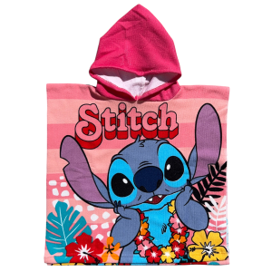 PONCHO MARE STITCH DISNEY 100 X 50 CM ACCAPPATOIO PER BAMBINI 100% PL - STI2079