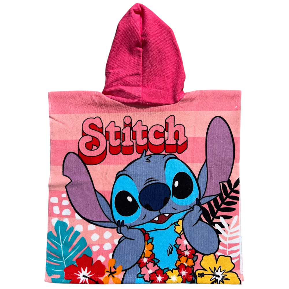 PONCHO MARE STITCH DISNEY 100 X 50 CM ACCAPPATOIO PER BAMBINI 100% PL - STI2079