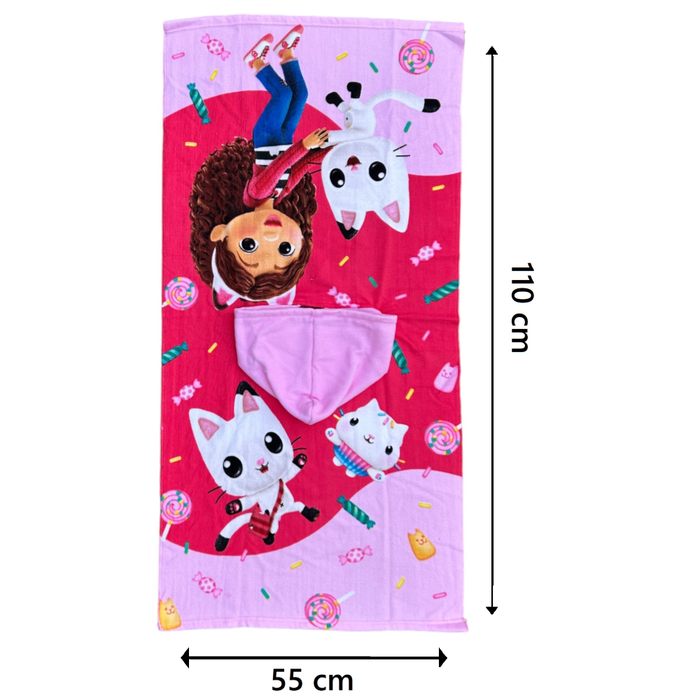 PONCHO MARE GABBY'S DOLLHOUSE 110 X 55 CM ACCAPPATOIO PER BAMBINI 100% PL - GABBY1441