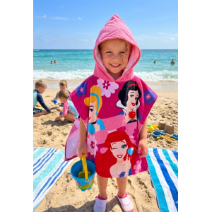 PONCHO MARE PRINCIPESSE DISNEY 100 X 50 CM ACCAPPATOIO PER BAMBINI 100% PL - PRI2096