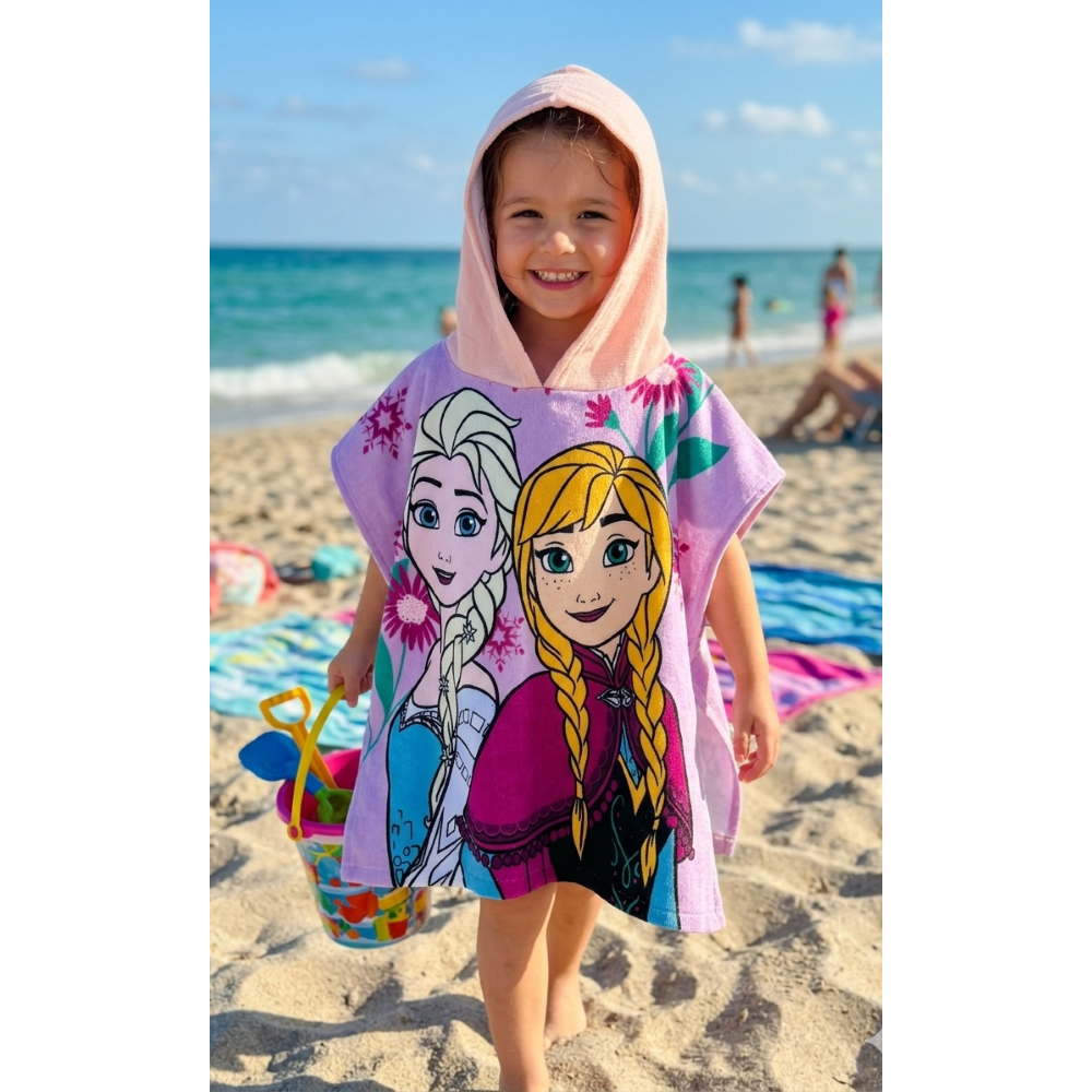 PONCHO MARE FROZEN DISNEY 100 X 50 CM ACCAPPATOIO PER BAMBINI 100% PL - FRO2085