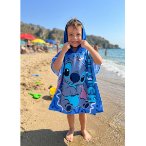 PONCHO MARE STITCH DISNEY 100 X 50 CM ACCAPPATOIO PER BAMBINI 100% PL - STI2075